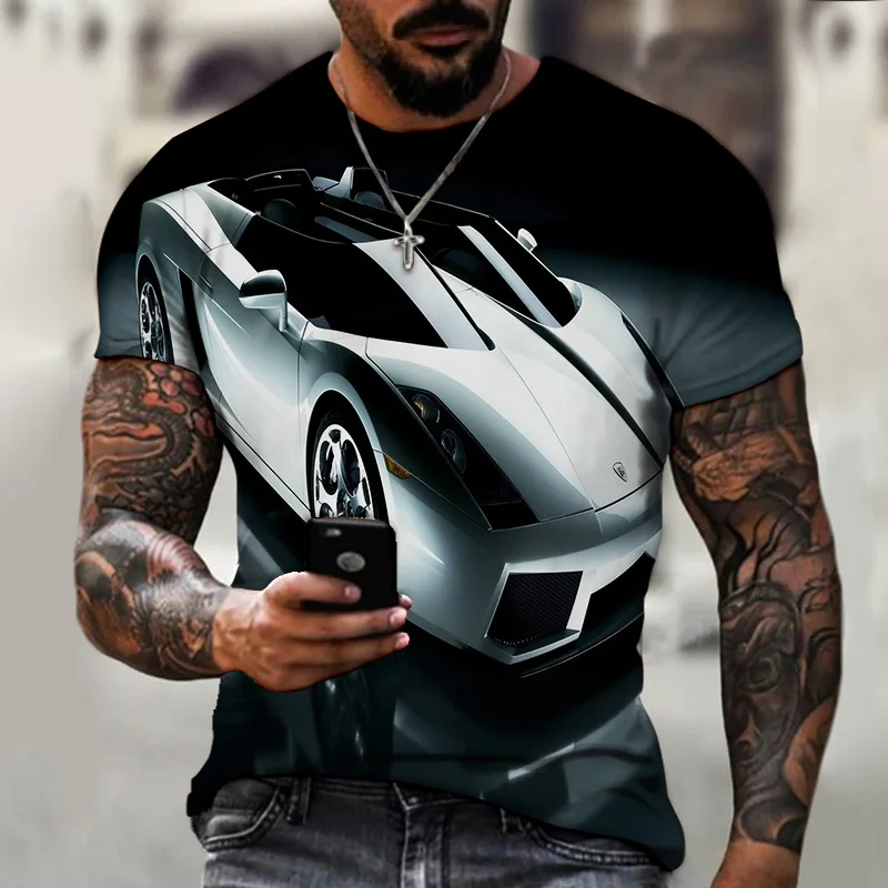

Printing Men's T-shirt Casual Fashion Lamborghini Men's Clothing Summer Men's Car Family 3D Sleeve Style Sleeve Length(cm)