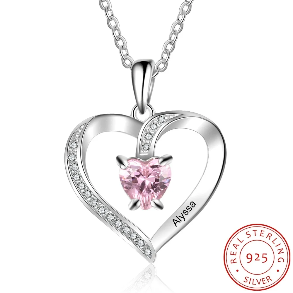 Женское колье с сердцем из стерлингового серебра 925 пробы индивидуальное