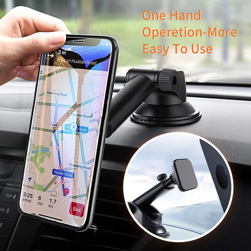 

XMXCZKJ Universal Windshield Dashboard Telescopic Suction Cup 360 Angle Rotatable Car Magnetic Phone Holder For Xiaomi Samsung