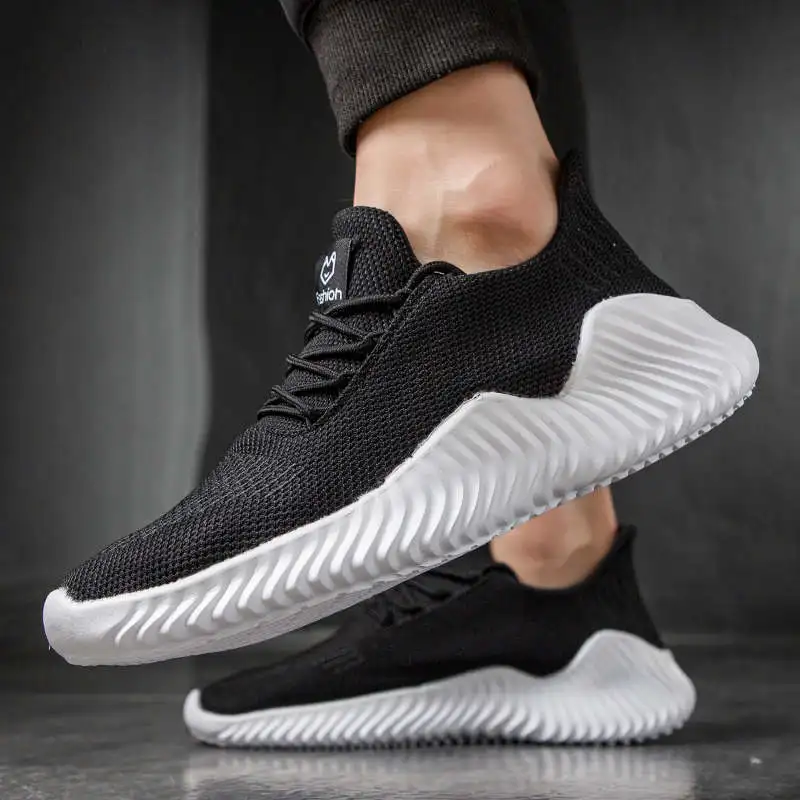 

Light Flat Men's Sport Shoes Slip on Sneakers Black Big Size Platform Mens Running Shoe Autumn Sports Shoes Men Mesh Tennis H2