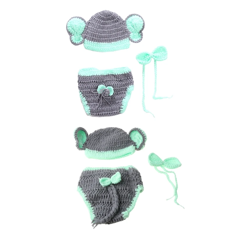 

2020 New Newborn Lovely Elephant Costume Handmade Knitting Studio Photography Props