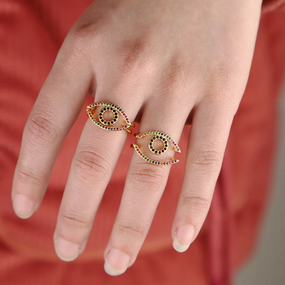 Модные нежные женские кольца со съемными двойными кольцами из разноцветного cz