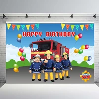 Fireman Sam Photography Backdrop Boys Birthday Party Kids Photo Background Studio Prop Decoration Custom