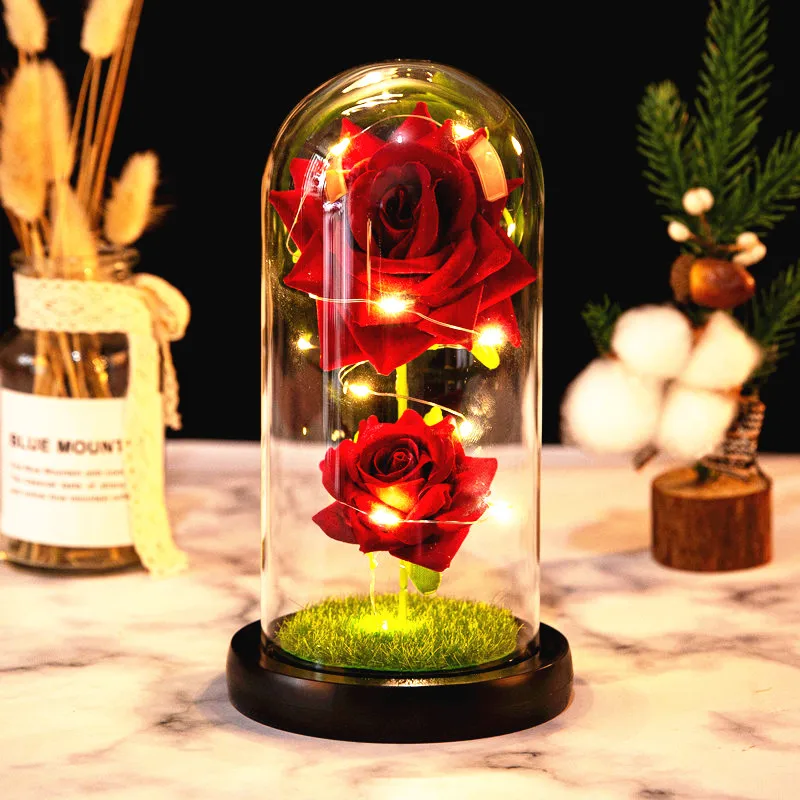 

Weeding Decoration Beauty and The Beast Rose DIY In LED Glass Dome Valentines Day Gift Birthday Party Decor Baby Shower Gifts