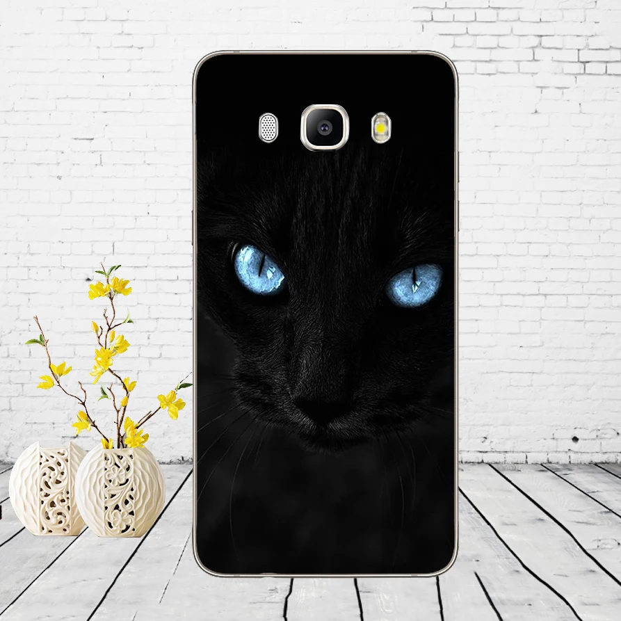280DD kawaii аниме с изображением черного кота глядя глаза чехол для Samsung Galaxy a3 a5 2017 A6 A8
