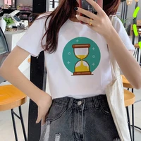 women t shirt korean style graphic tops sand clock new kawaii basic o neck t shirt lady harajuku kawaii summer casual t shirt