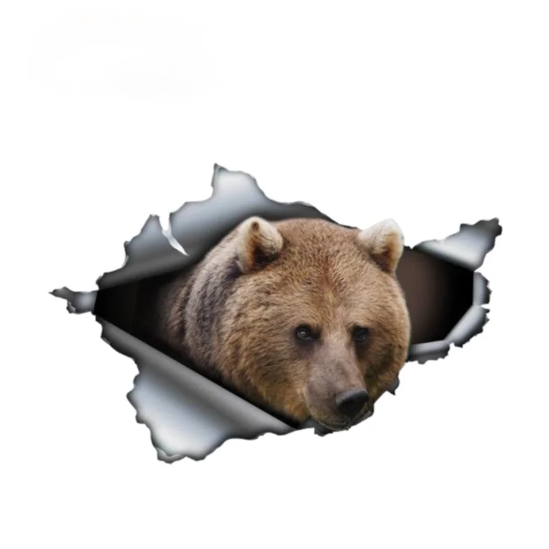 

13x9cm brown bear decal Bumper Animal Car Stickers 3D Pet Graphic Vinyl Decal Car Window Laptop