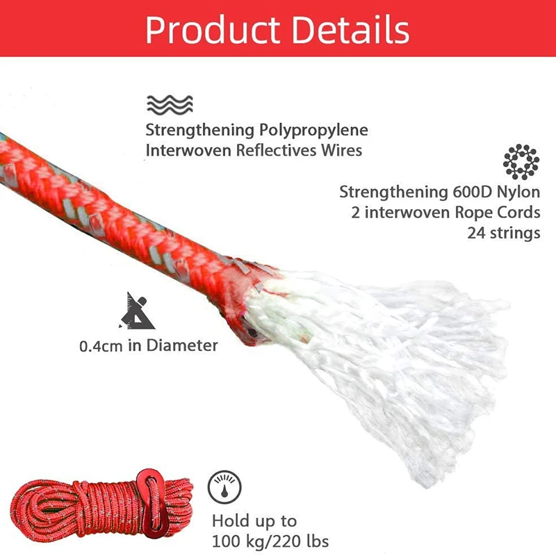 

4mm Outdoor Tent Cords Lightweight Reflective Cord Camping Rope for Tent,Canopy Shelter,Camping,Hiking,Backpacking
