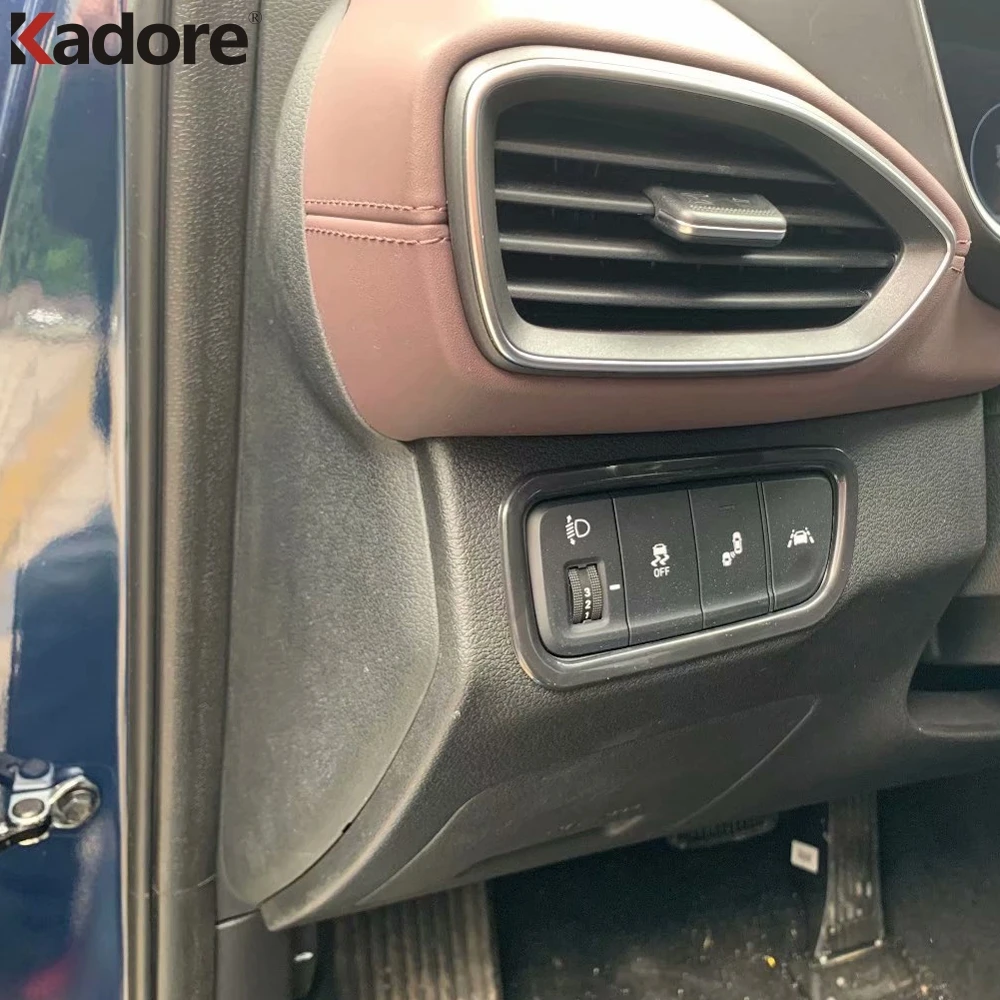 Для Hyundai Santa Fe 2019 2020 2021 углеродного волокна головной светильник переключатель