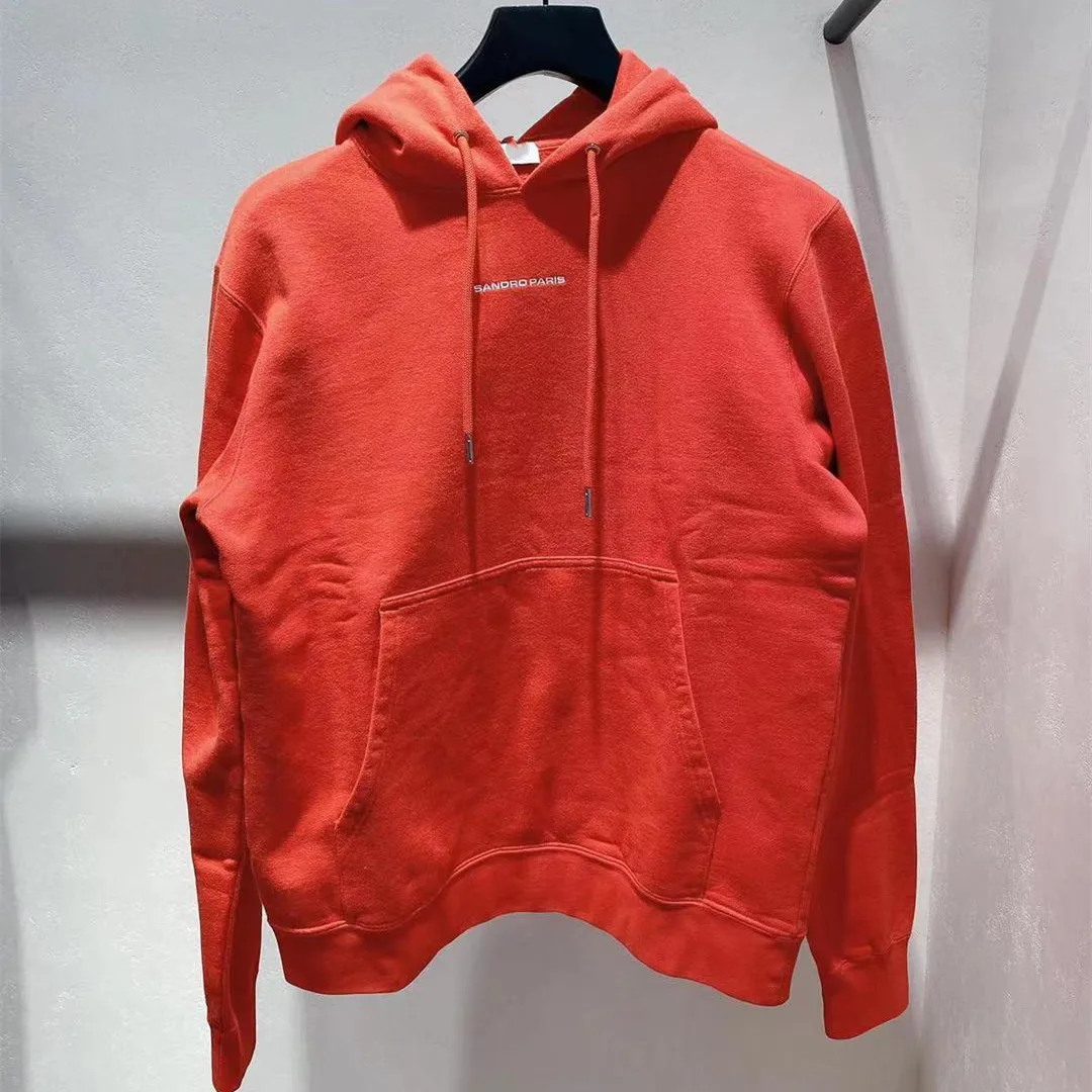 

Women and Men Letter Hoodies Gray Orange Drawstring Long Sleeve Casual Hooded Sweatshirt Pullover Autumn 2021