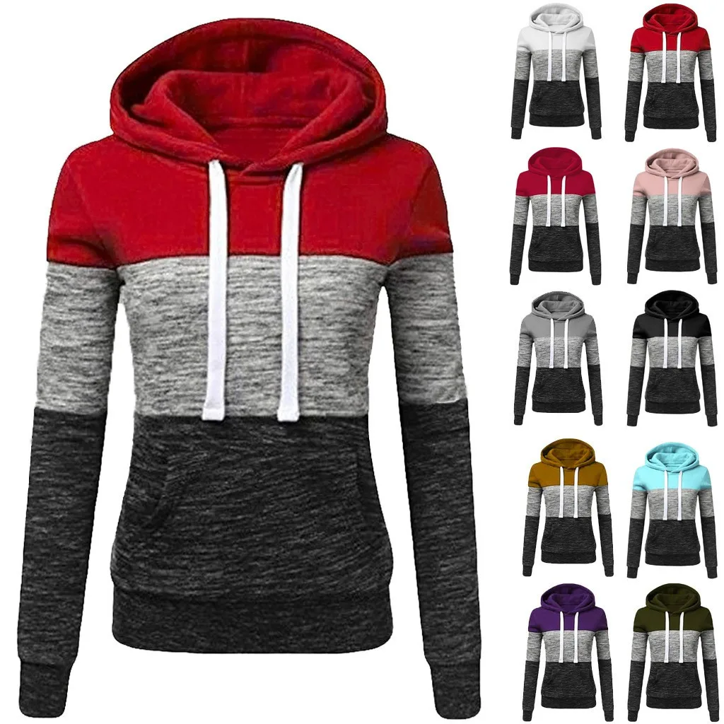 

Aesthetic Hoodies Womens Hoodies Sweatshirt Patchwork Ladies Hooded Blouse Pullover Tops Mujer