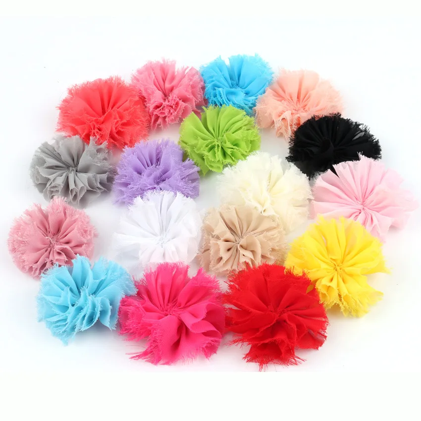 

Nishine 30pcs/lot 2.8" Shabby Chiffon Hair Flowers for Kids Baby Girls DIY Headband Clips Fabric Soft Flowers Hair Accessories