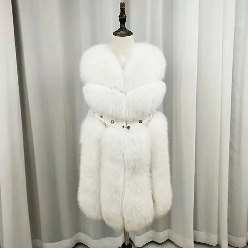 

2021 Fashion Winter Coat Women Luxury Faux Fox Fur Coat Plus Size Women Fur Collar Sleeveless Cardigan Faux Fur Jacket Y16