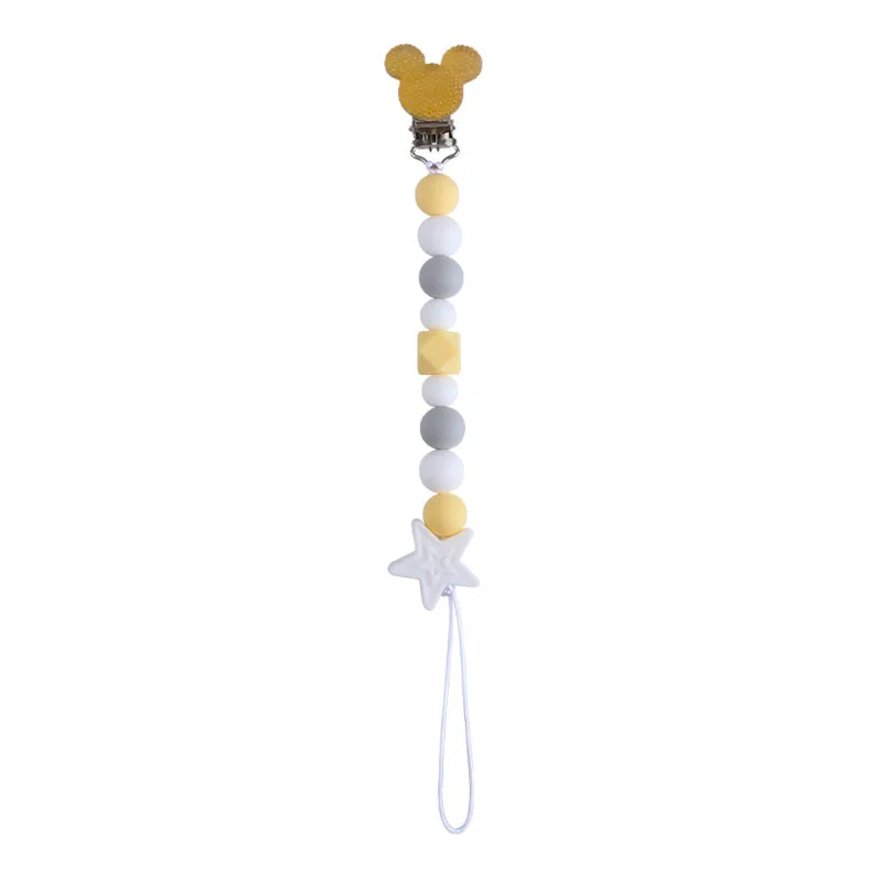 Chupete de beb&eacute; con Clip, soporte de cuentas molares de silicona, juguete de dentici&oacute;n, regalo de cumplea&ntilde;os para beb&eacute;-4
