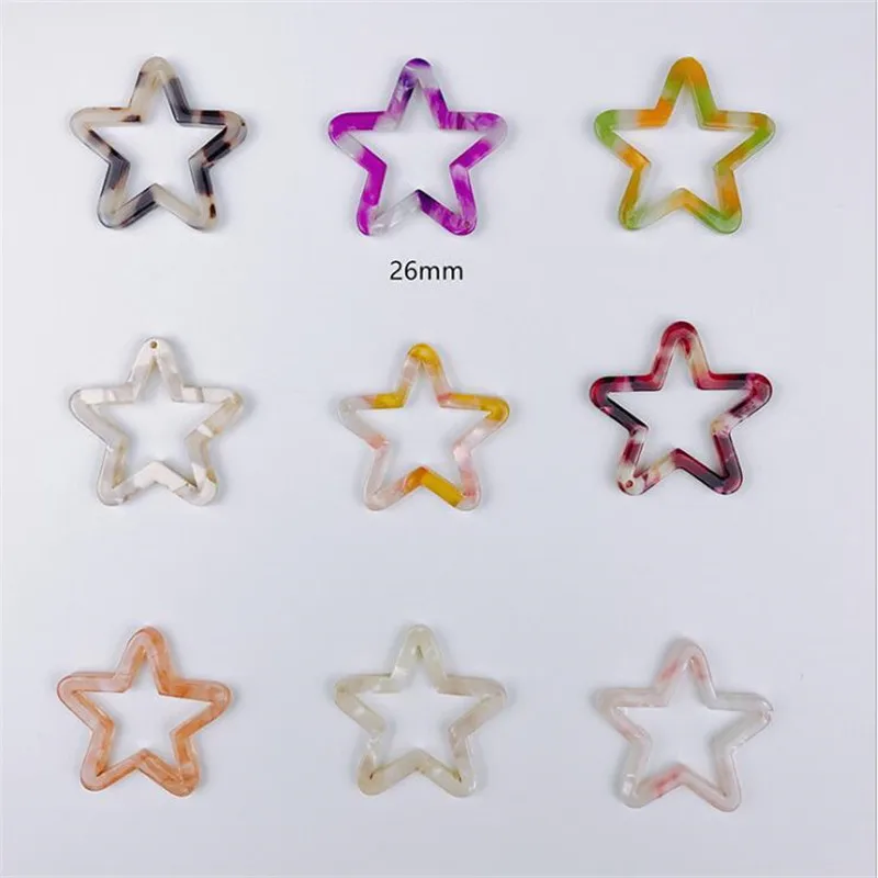 

10pcs/lot Hollow pentagram Tag Acetic Acid Acrylic Charms for Earring Pendant Earring Accessories diy Handmade jewelry making