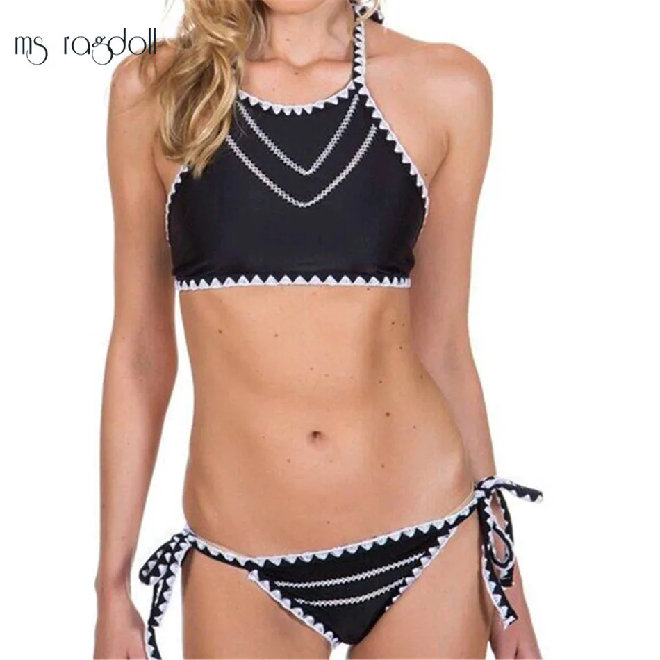 Сексуальный женский купальный костюм Женский Бандаж пуш-ап бикини однотонный