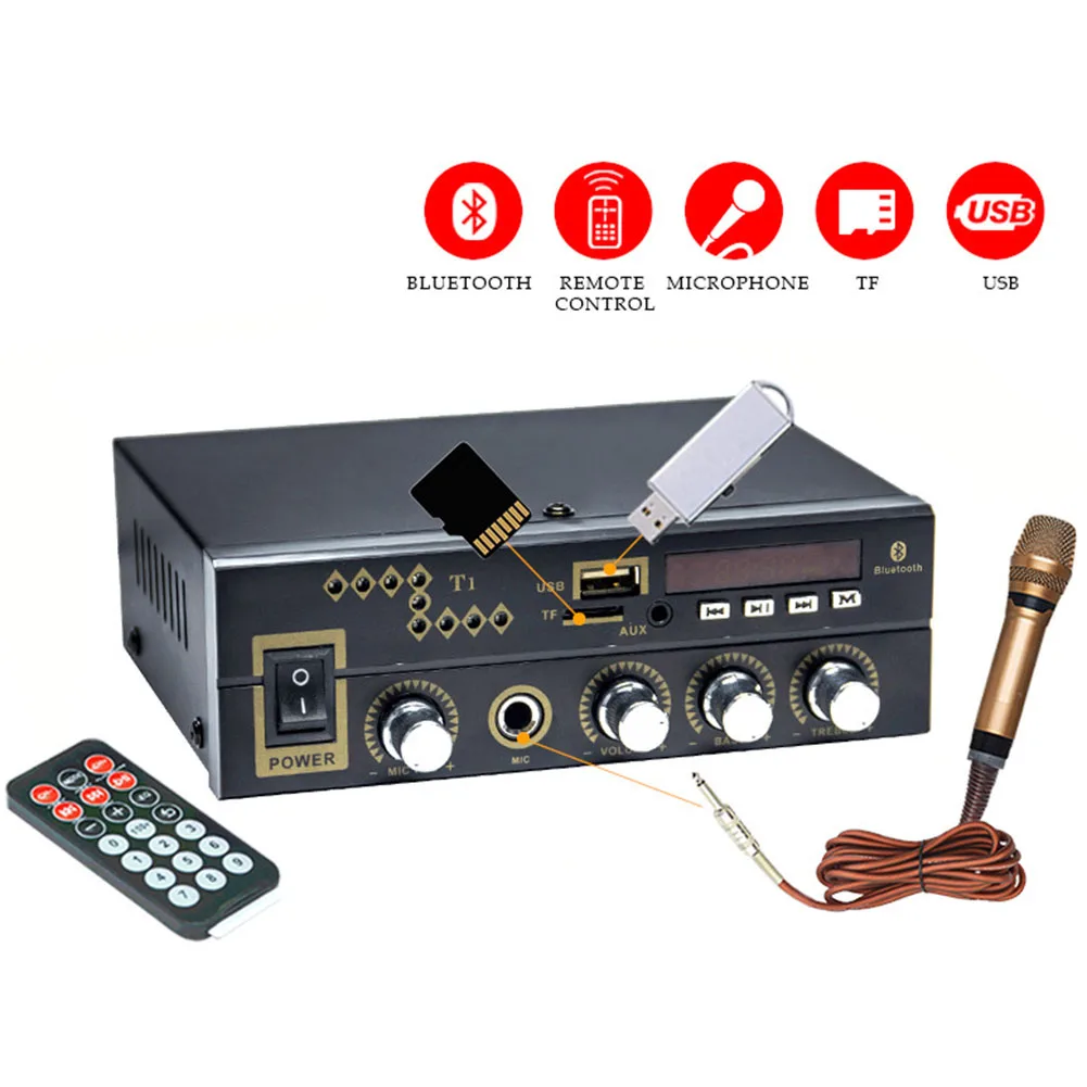 HIFI USB DVD Aux цифровой усилитель мини MP3 металлический портативный аудио плеер Bluetooth