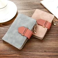 womens wallets short vintage matte leather clutch bag female zipper letter hasp solid color coin purses ladies card holder