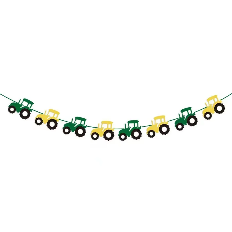 Farm Green Theme Happy Birthday Backdrop Balloons Tractor Construction Vehicle Vinyl Background Party Decoration | Дом и сад