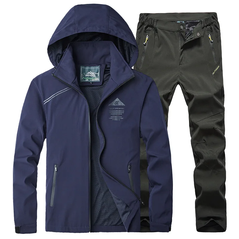 Уличная походная куртка и штаны для мужчин водонепроницаемый ветрозащитный