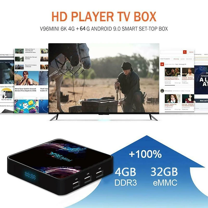 Горячая 3C-V96 Мини Android 9 0 ТВ коробка 6K H.265 2 4G/5G Wifi Bluetooth телеприставка для Youtube Google