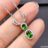 kjjeaxcmy fine jewelry 925 sterling silver inlaid natural diopside lovely girl new pendant necklace support test
