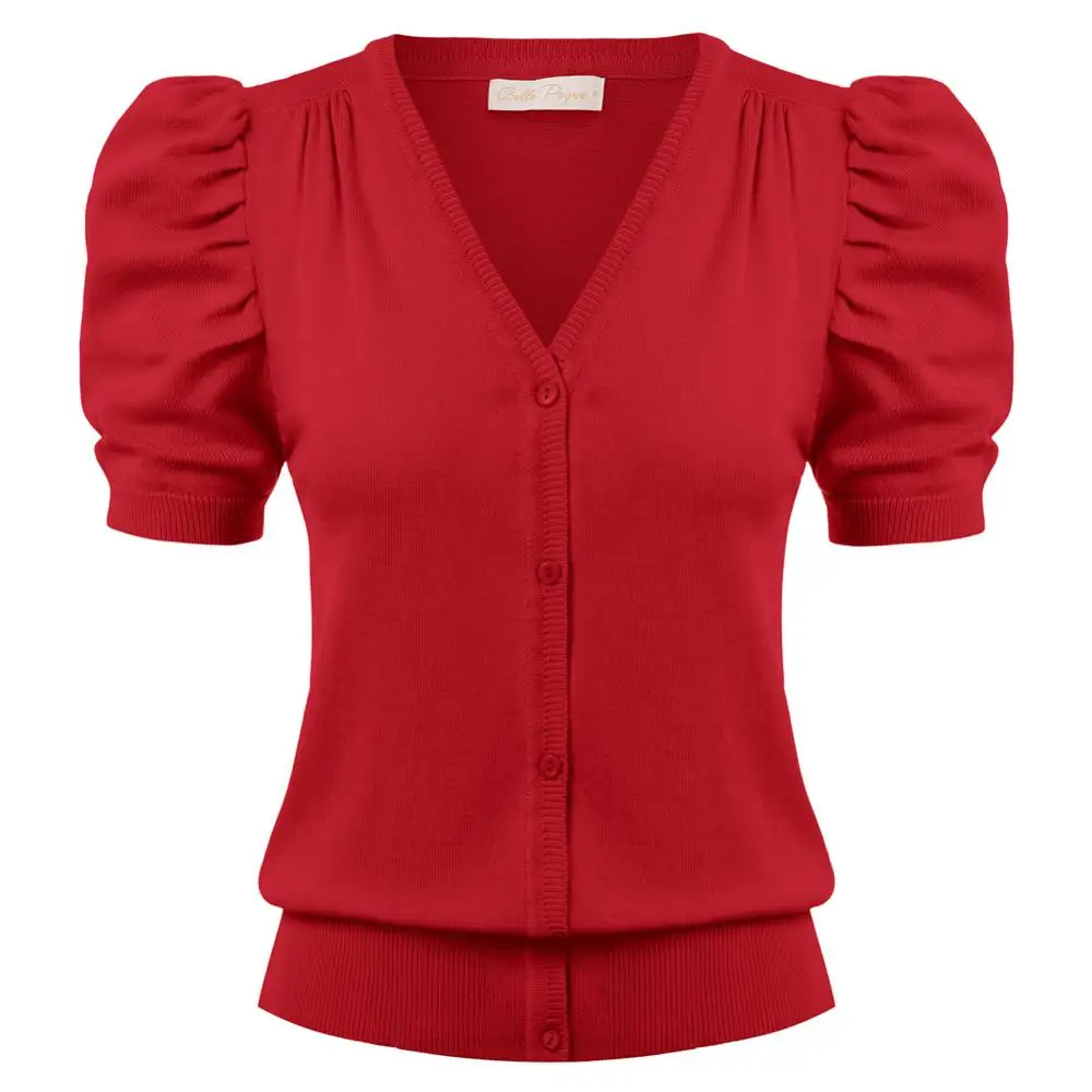 Женский вязаный кардиган с V-образным вырезом на пуговицах |