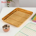 12 шт Золотой лоток для хранения из нержавеющей стали квадратная витрина для еды с охлаждающей стойкой для выпечки маслосток лоток для духовки инструмент для барбекю