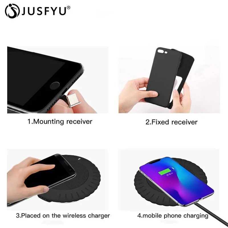 qi wireless charger receiver support micro usb type c fast wireless charging adapter for iphone android wireless charge pad dock free global shipping