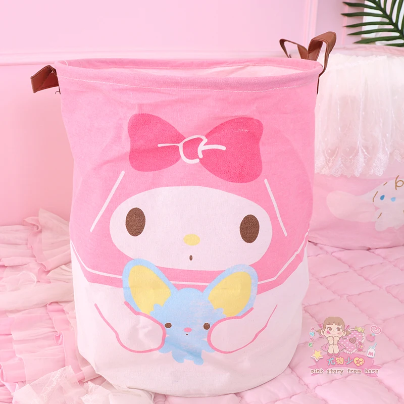 

1Pc Cartoon Folding Collapsible Laundry Basket Large Capacity Melody Closure Laundry Hamper Canvas Storage Organizer