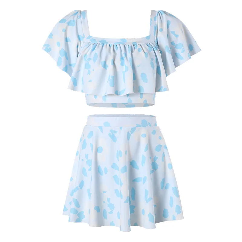 

Swimsuit Women 2021 Swim Suit Swimwear May Female Beach Free Shipping Natural Skirt Falbala Tankini High Waist Abdomen Hot Print