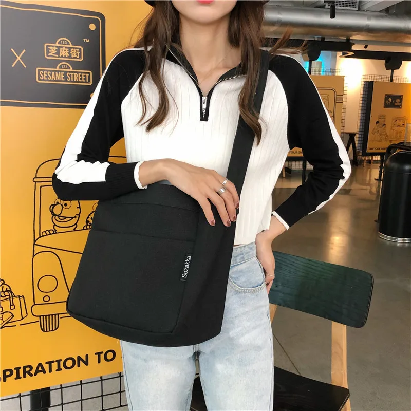 Youda оригинальный дизайн Одноцветный холщовый мешок большой емкости дамская