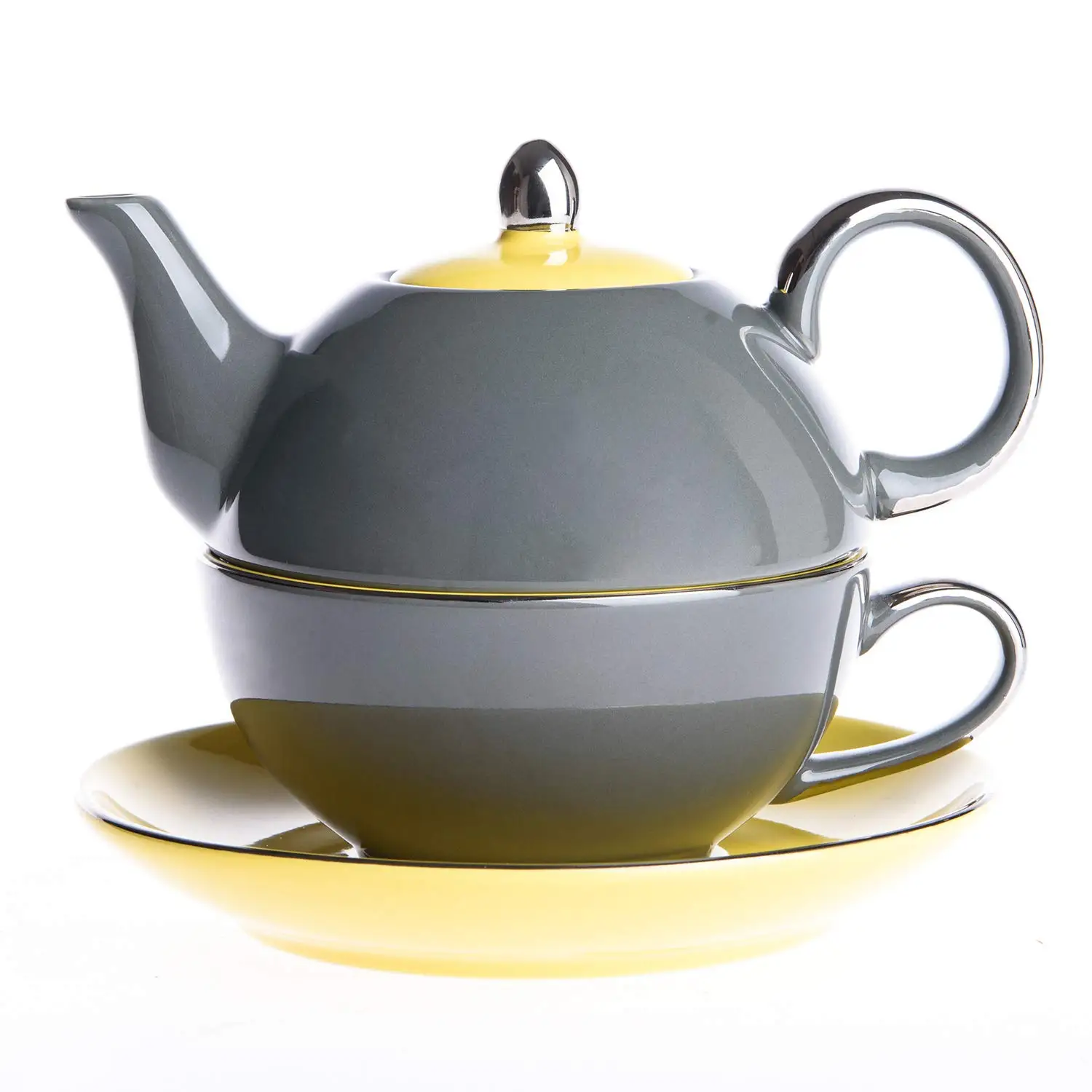 Artvigor Ceramic Porcelain Travel Tea Set for One with Teapot and Cup Saucer Stackable Single Serve 3-Piece Teaware | Дом и сад