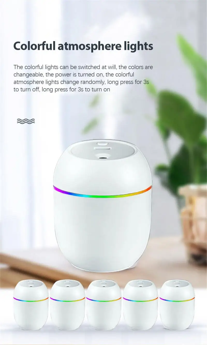 

250ml Portable Air Humidifier Ultrasonic Aroma Essential Oil Diffuser USB Cool Mist Maker Purifier Aromatherapy Car Home Indoor