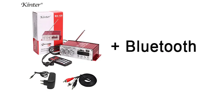 BT with adapter Kinter MA-120 мини-усилители аудио hi-fi стерео усилитель звука bluetooth 2,0 каналов SD USB ввод fm-радио в домашнем автомобиле - Цвет: BT with adapter