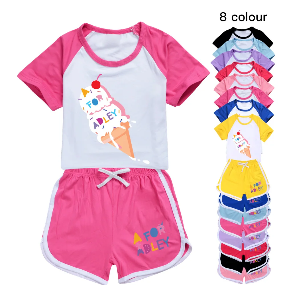 

A for Adley Girls Boys Summer Clothing Set Kids Sports T shirt+Pants 2-piece Set Baby Clothing Comfortable Outfits Pyjamas