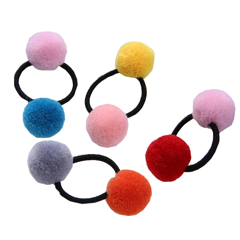 1 шт. новинка милые заколки для волос с помпоном маленьких девочек эластичная