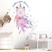 colorful feather dreamcatcher wall stickers for living room bedroom decoration vinyl removable wall decals home decor
