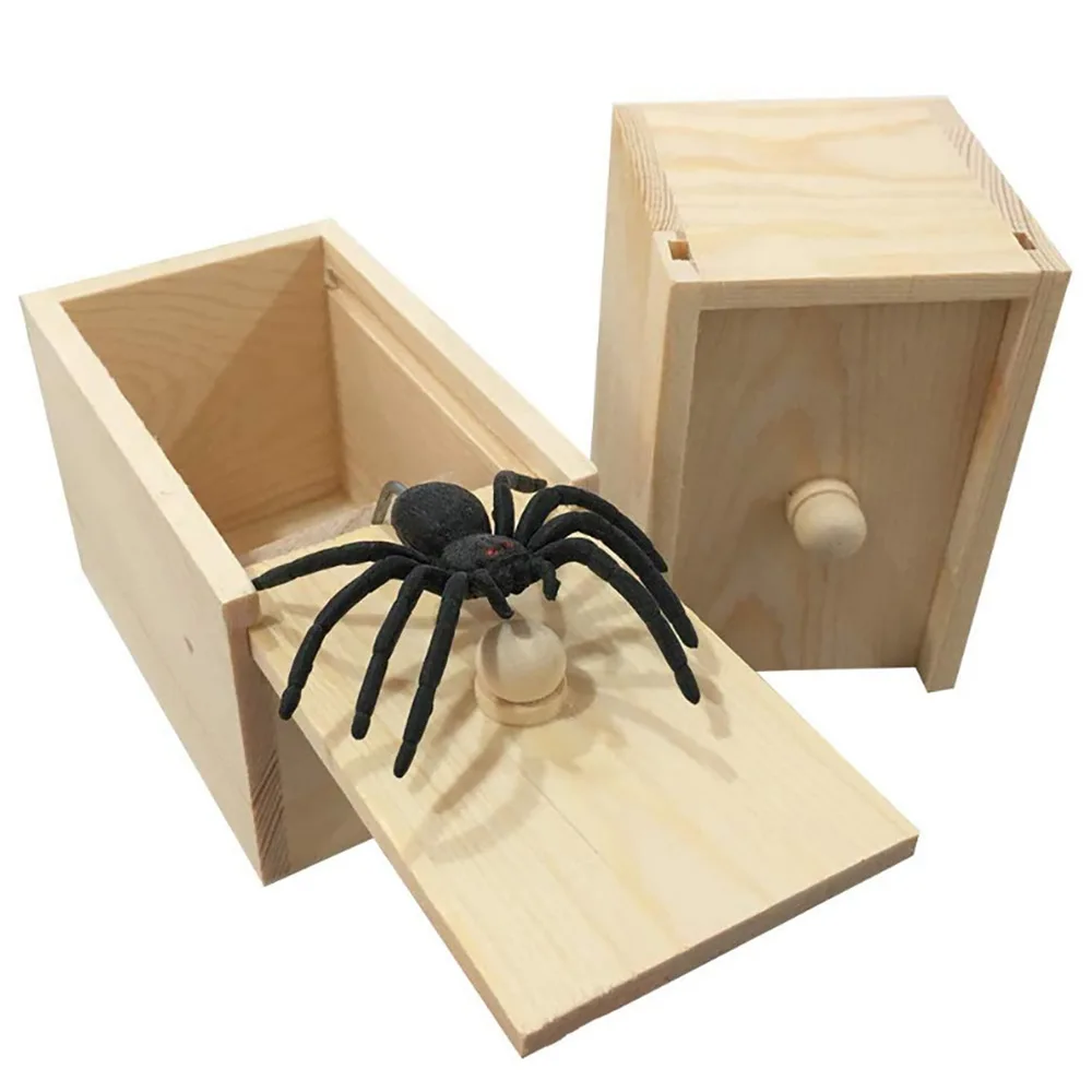 Пугающая деревянная коробка ручной работы с пауком для розыгрыша игрушка