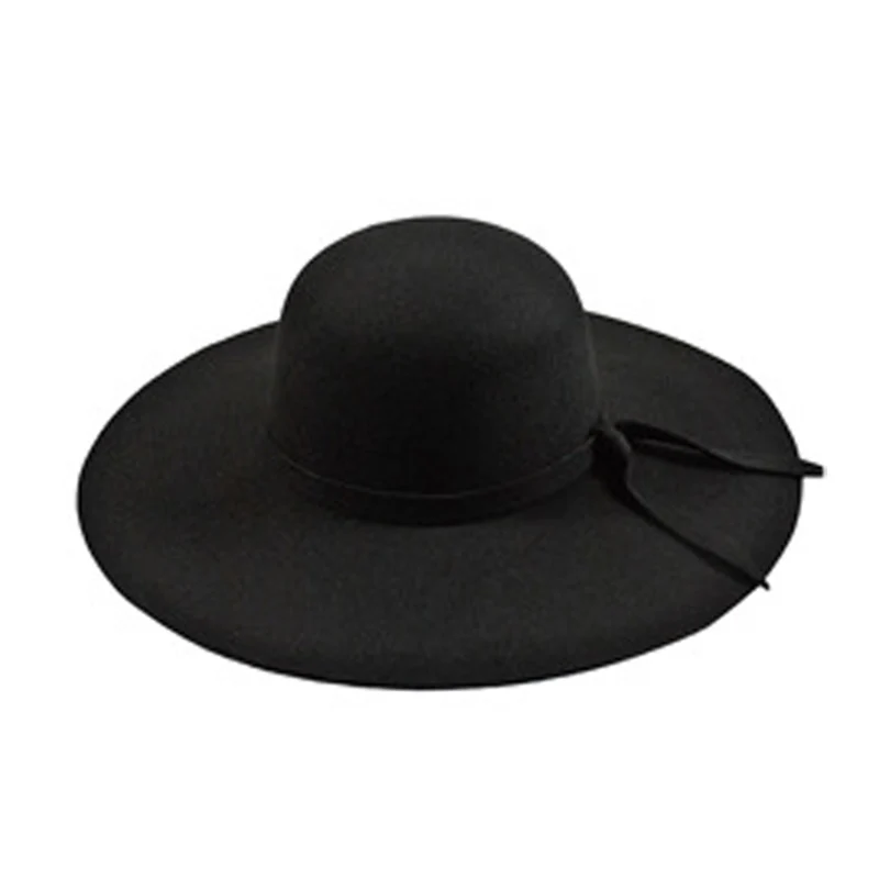 Горячая Женская винтажная кепка шерсть Широкий Бант края декор сплошной круглый