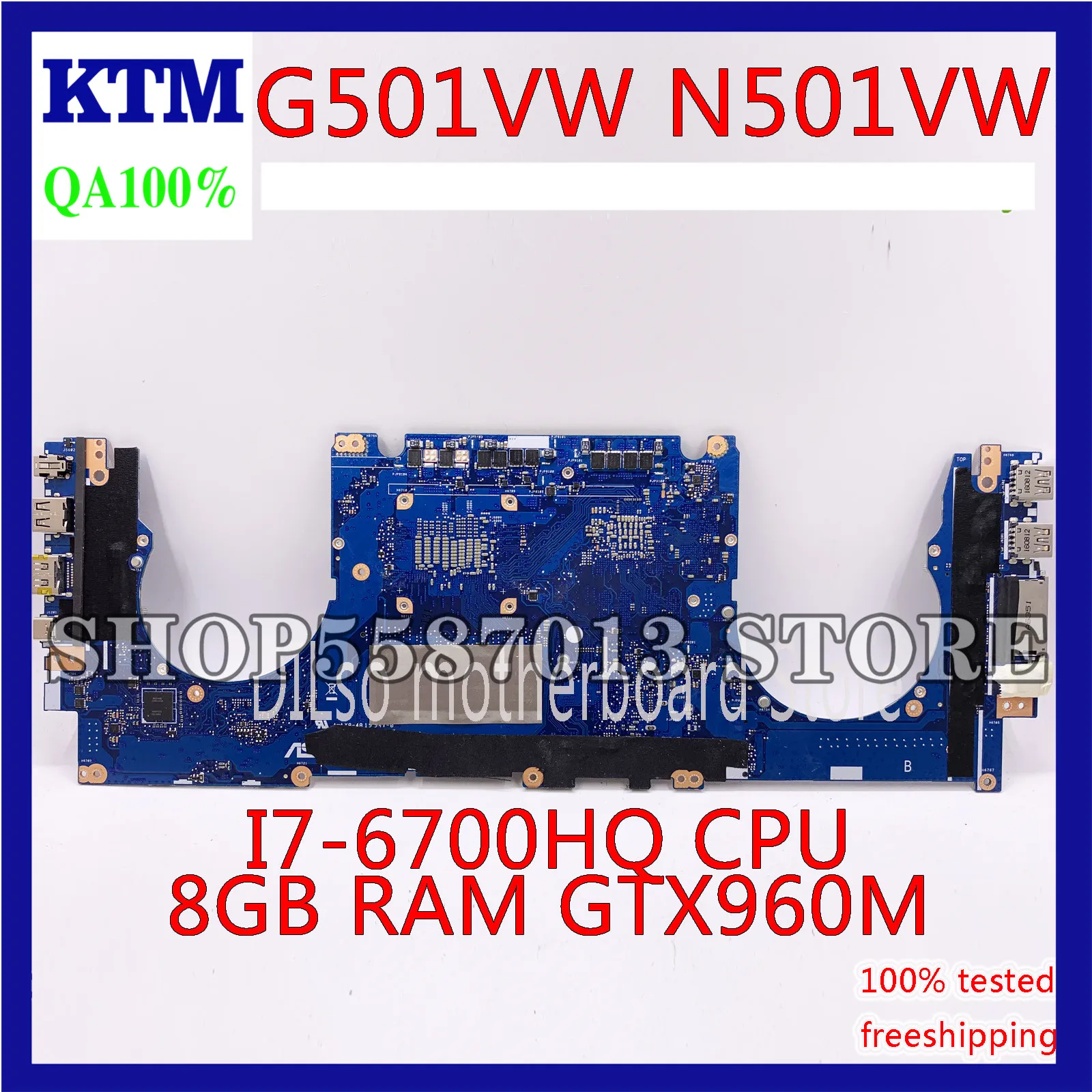 

KEFU N501VW Motherboard For ASUS G501VW N501V UX501VWLaptop Motherboard i7-6700HQ 8G ram gtx960m 100% original tested new