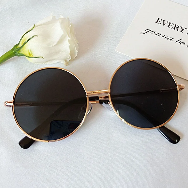 Солнцезащитные очки для девочек и мальчиков UV400 винтажные простые круглые с