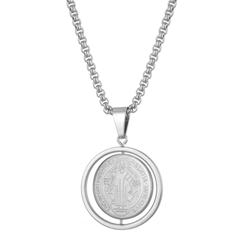Поворотная подвеска-цепочка в виде Святого бенедика из нержавеющей стали |