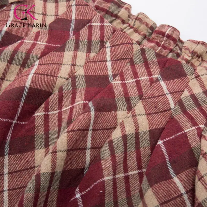 Женская плиссированная юбка-трапеция Grace Karin винтажная клетчатая до колена с