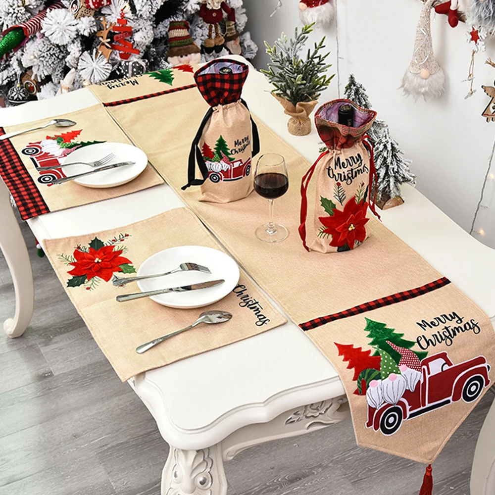 Merry светодиод украшение для дома Настольная Дорожка льняная скатерть столовых