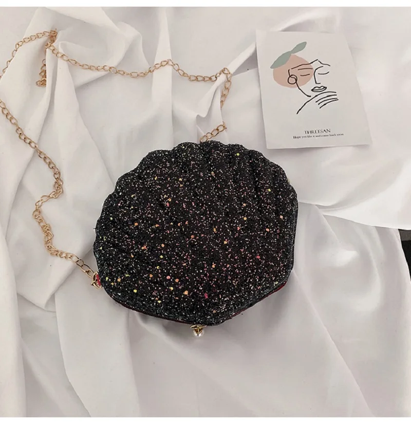 Блестящая мини-сумка через плечо в виде ракушки Корейская маленькая сказочная