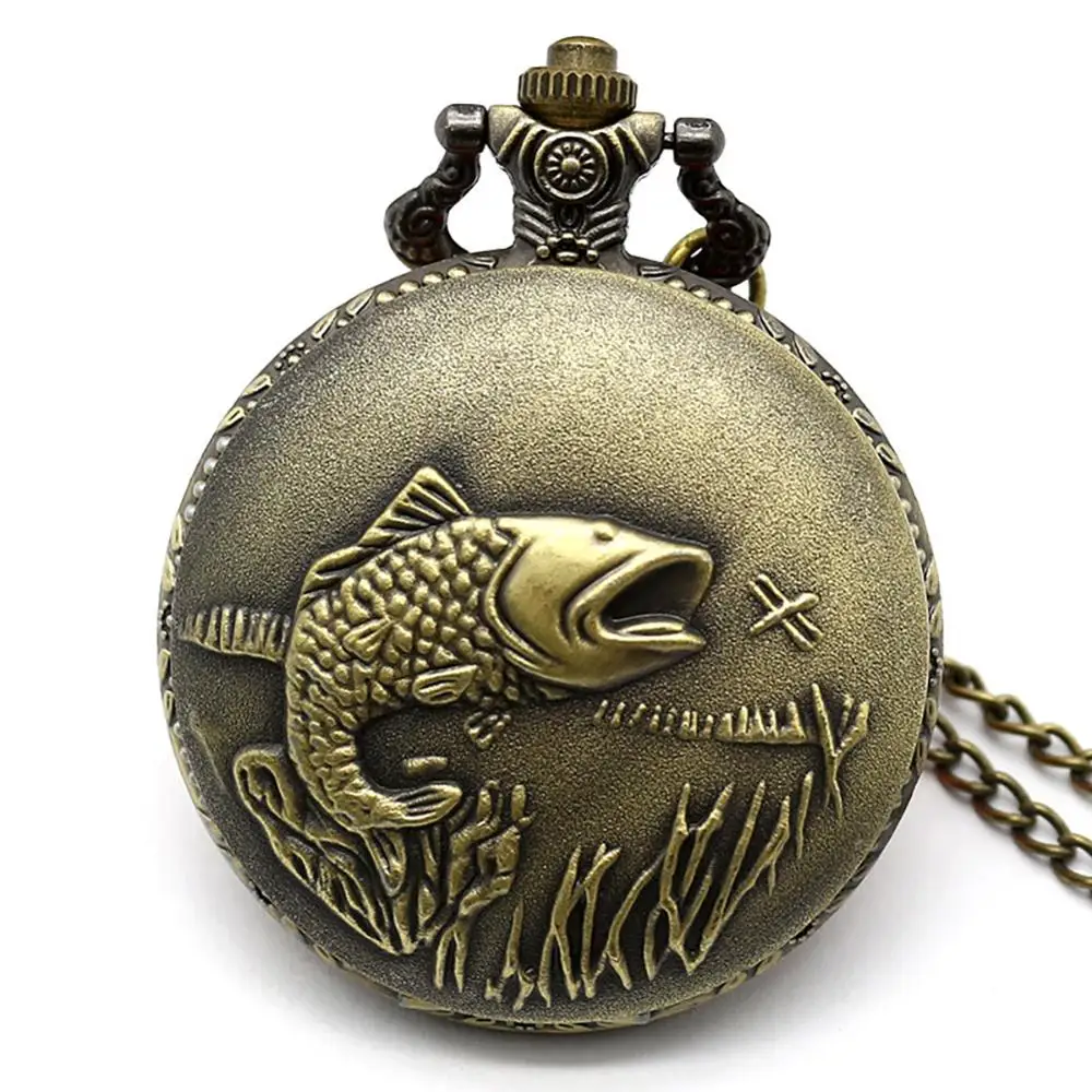 Винтаж карманные часы Рыбалка Рыба Fob часы Relogio Masculino Relogio де Bolso для парня девушку подарки на день рождения карманные часы часы карманные