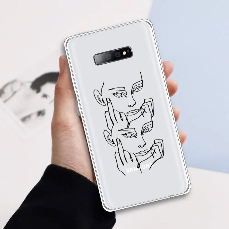 

Funny Face Abstract Cartoon Phone Case Transparent For Samsung Galaxy A 71 21s S note 8 9 10 plus 20 ultra