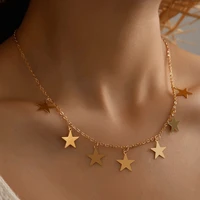 colorless stainless steel moving star gold womens necklace pendant necklace collar gift