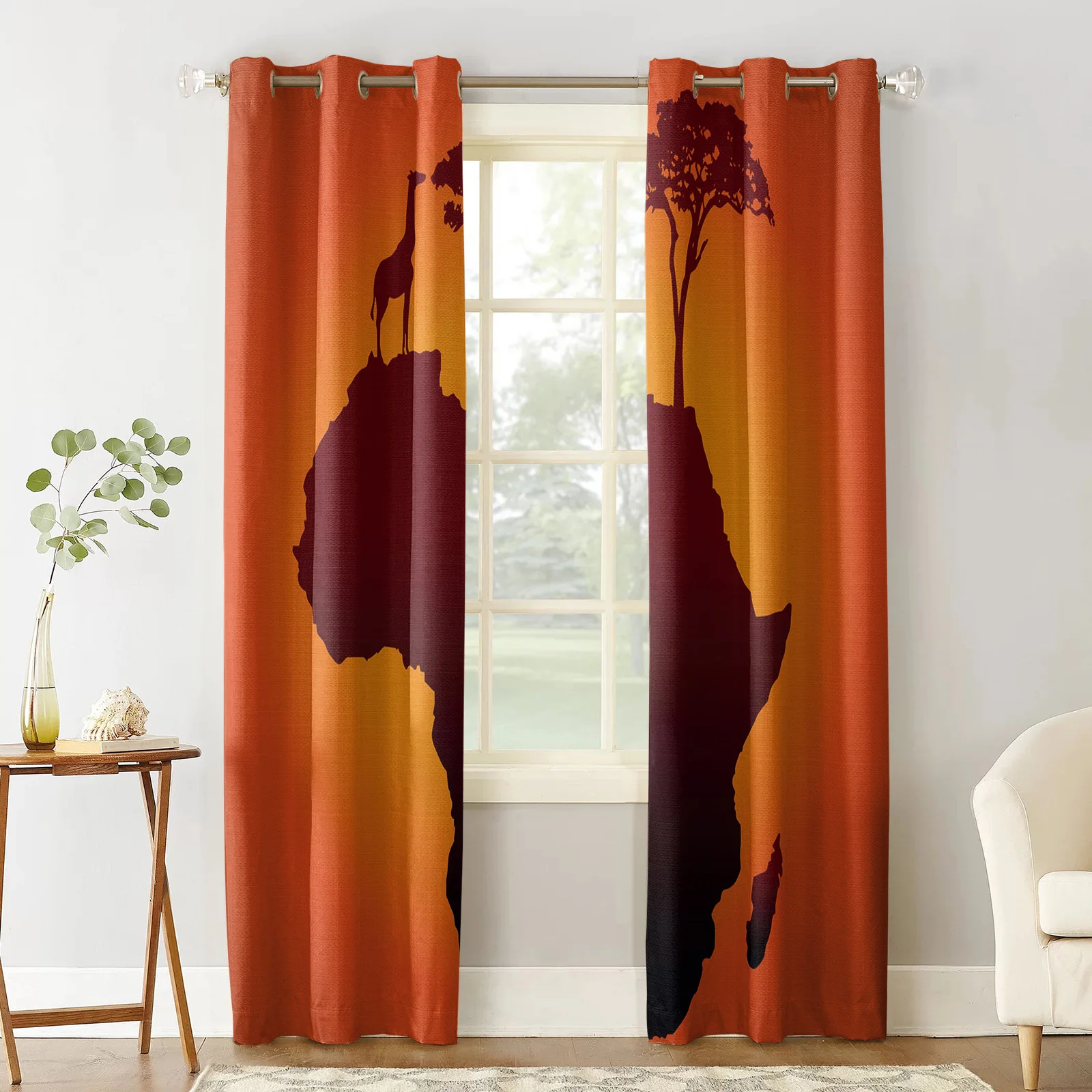 Map Animal Giraffe Tree Curtains for Living Room Bedroom Kitchen Window Treatment Curtain Home Decoration | Дом и сад